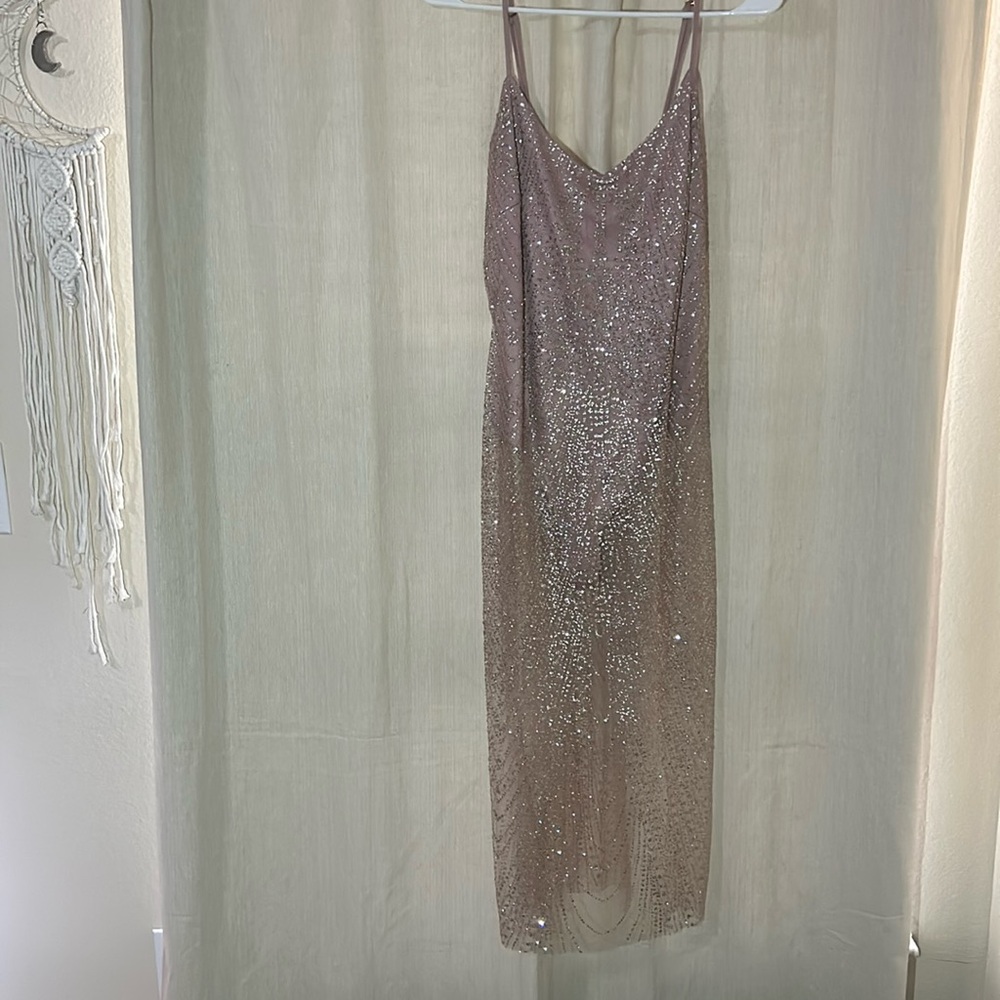 Rose Gold Sheer Glittery Dress